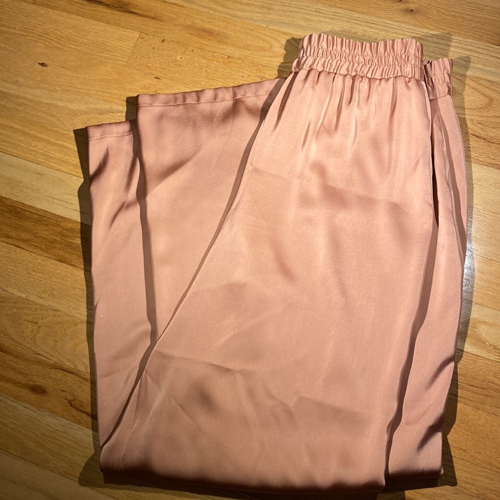 Satin blush pants wide leg